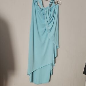 Elegant Blue Draped Women's Dress